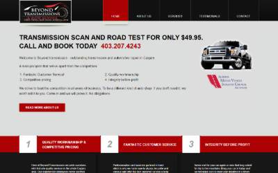 Top of the website for Beyond Transmissions & Auto Service