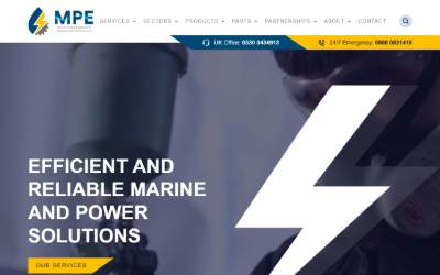 Top of the website for MARINE AND POWER ENGINEERING LTD (MPE LTD)
