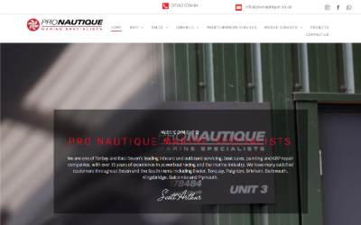Top of the website for Pro Nautique Limited