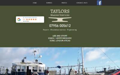 Top of the website for Taylors Marine Services