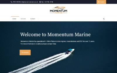 Top of the website for Momentum Marine