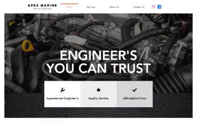 Top of the website for Apex Marine