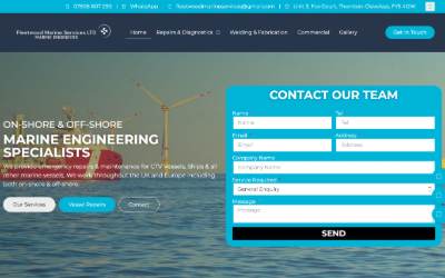 Top of the website for Fleetwood Marine Services