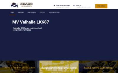 Top of the website for Marine Diesel Services (Scotland)