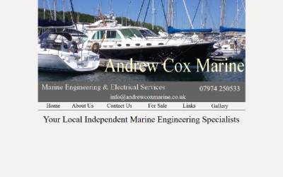 Top of the website for Andrew Cox Marine
