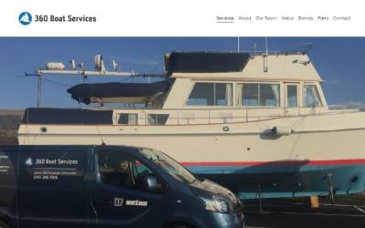 Top of the website for 360 Boat Services Ltd