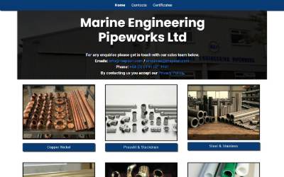 Top of the website for Marine Engineering Pipeworks