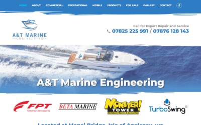 Top of the website for A&T Marine LTD