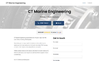 Top of the website for CT Marine Engineering