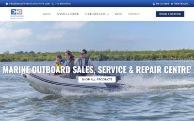 Top of the website for Lancashire Marine Services 108 newtownards road comber