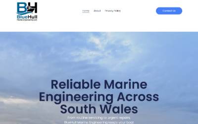 Top of the website for BlueHull Marine Engineering