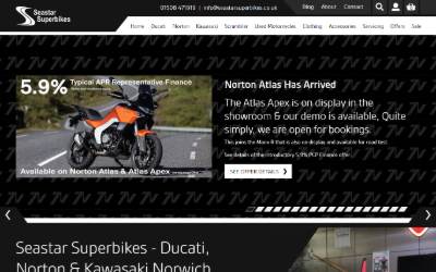 Top of the website for Seastar Superbikes
