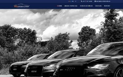Top of the website for RS SPORTCARS GmbH