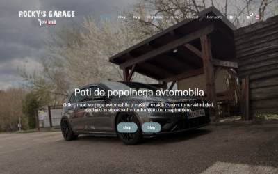 Top of the website for Rockys Garage