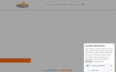 Top of the website for Sharky Racing