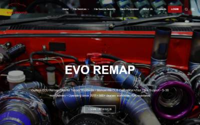 Top of the website for EVO REMAP