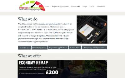 Top of the website for Prestige Performance Tuning & Diagnostics