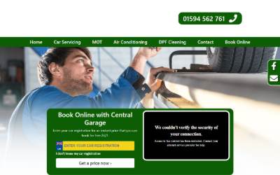 Top of the website for Central Garage Lydney LTD