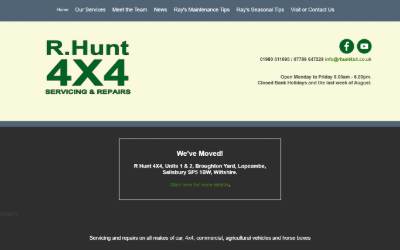 Top of the website for R Hunt 4x4