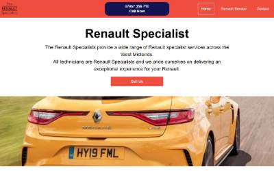Top of the website for The Renault Specialist