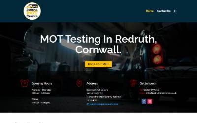 Top of the website for Redruth MOT Centre