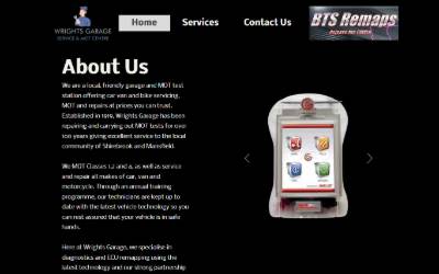 Top of the website for Wright's Garage