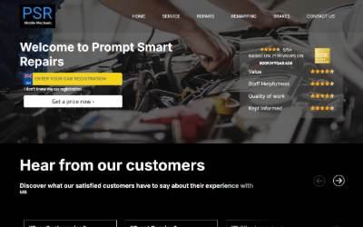 Top of the website for PSR Mobile Mechanic