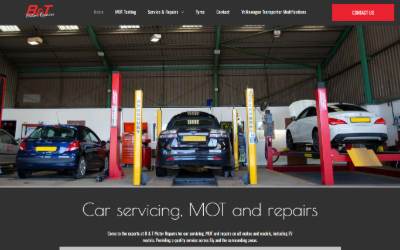 Top of the website for B & T Motor Repairs
