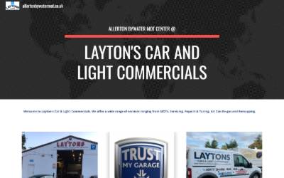 Top of the website for Laytons Cars and Light Commercials