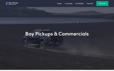 Top of the website for Bay Pickups & Commercials