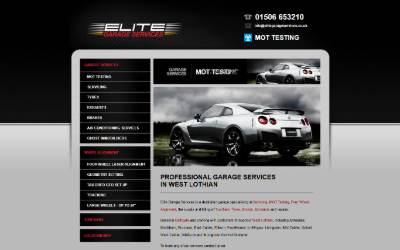 Top of the website for Elite Garage Services