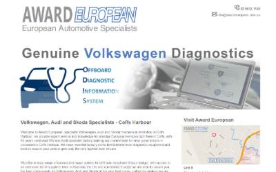 Top of the website for Award European