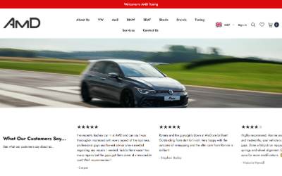 Top of the website for AmD Tuning