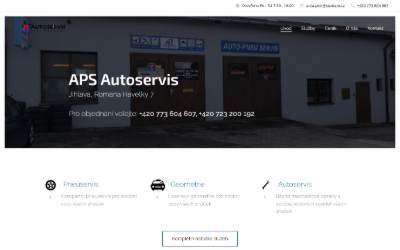 Top of the website for APS Autoservis
