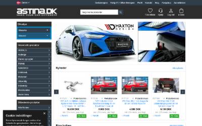 Top of the website for Astina.DK