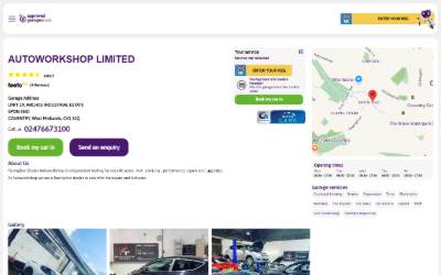 Top of the website for Autoworkshop