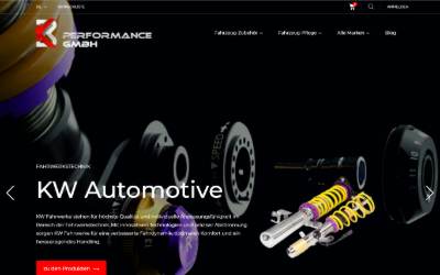 Top of the website for BK Performance GmbH