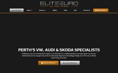Top of the website for Elite Euro