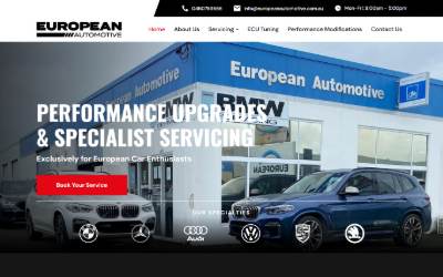 Top of the website for European Automotive