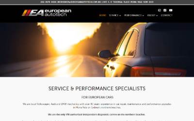 Top of the website for European Autotech Pty Limited