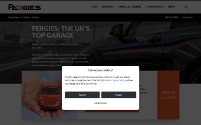 Top of the website for Fergies German Vehicle Specialists