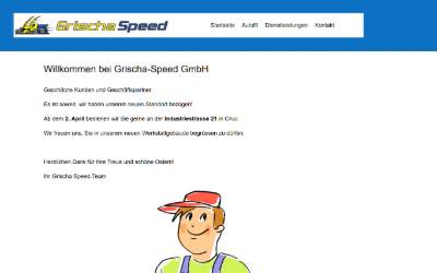 Top of the website for Grischa Speed GmbH