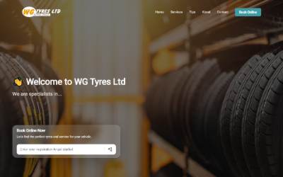 Top of the website for Wg Tyres (Billingshurst) Ltd