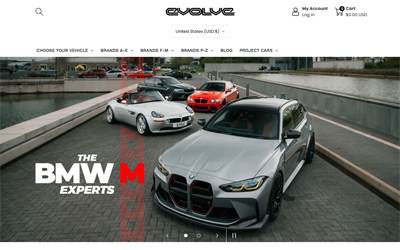 Website preview for Evolve Automotive