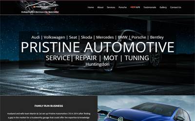 Website preview for Pristine Automotive