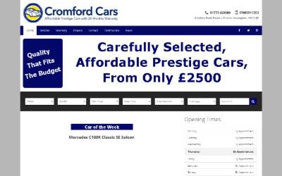 Website preview for Motor Vehicle Services LTD TA Cromford Cars