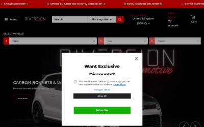 Website preview for Diversion Stores LTD