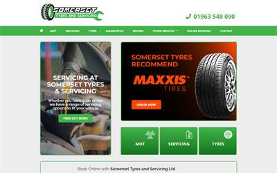 Website preview for Somerset Tyres and Servicing Ltd