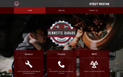 Website preview for Bennetts Garage