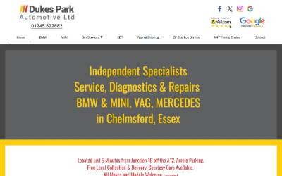 Website preview for Dukes Park Automotive Limited